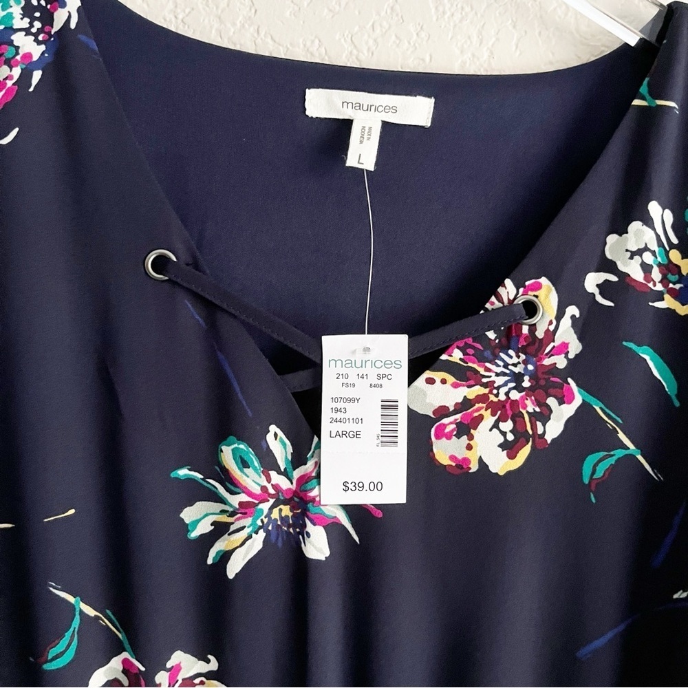MAURICES Navy Floral Print Dress Size Large NWT - Picture 6 of 10